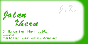 jolan khern business card